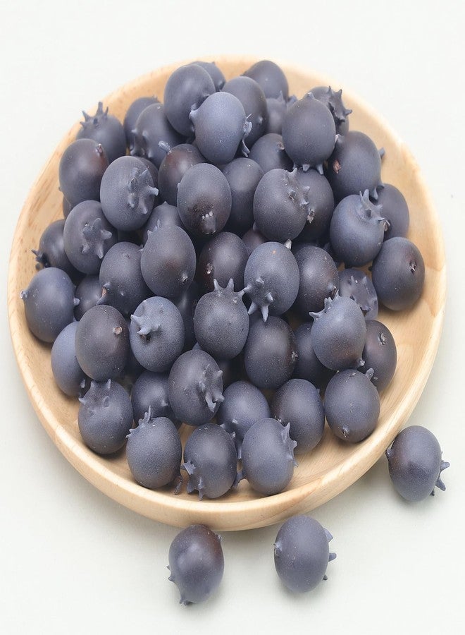 Quancru 100Pcs Artificial Blueberry Fake Blueberries DIY Fruit Decor Craft Model Lifelike Plate Basket Plant Living Room Dinning Table Cabinet - Image 3