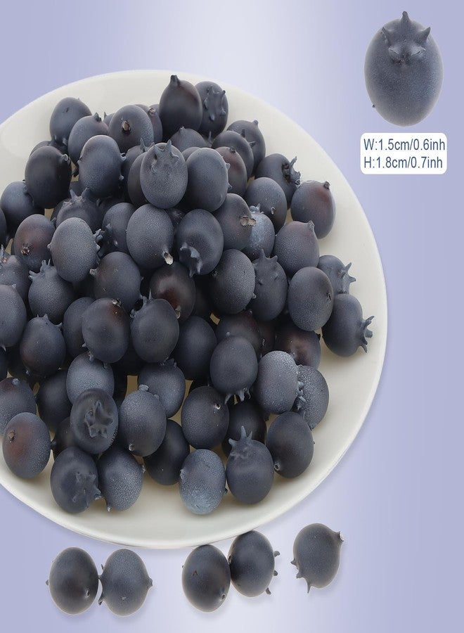 Quancru 100Pcs Artificial Blueberry Fake Blueberries DIY Fruit Decor Craft Model Lifelike Plate Basket Plant Living Room Dinning Table Cabinet - Image 2