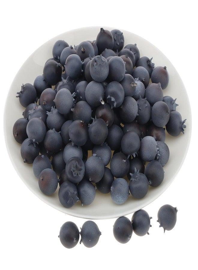 Quancru 100Pcs Artificial Blueberry Fake Blueberries DIY Fruit Decor Craft Model Lifelike Plate Basket Plant Living Room Dinning Table Cabinet - Image 1