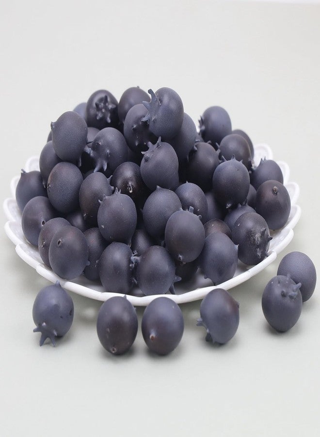 Quancru 100Pcs Artificial Blueberry Fake Blueberries DIY Fruit Decor Craft Model Lifelike Plate Basket Plant Living Room Dinning Table Cabinet - Image 4