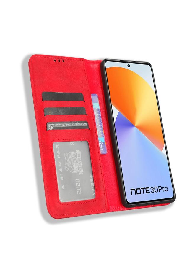 زبون جراب لهاتف Infinix Note 30 Pro مصنوع من الجلد بمشبك مغناطيسي بتصميم كلاسيكي - Image 4