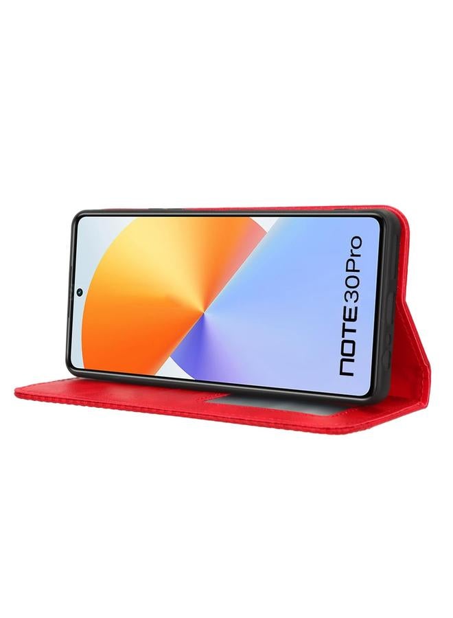 زبون جراب لهاتف Infinix Note 30 Pro مصنوع من الجلد بمشبك مغناطيسي بتصميم كلاسيكي - Image 5