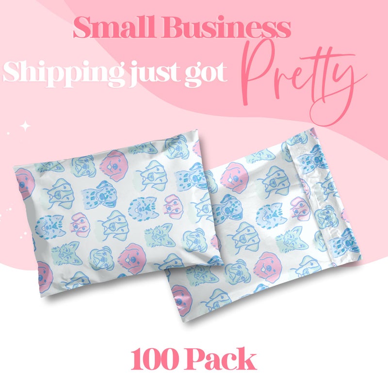 Pretty Package Store 10X13 Designer Poly Mailer 100 Pack Heavy Duty Waterproof Self Seal Shipping Bags For Small Business Large Mailing Envelopes Bulk Tear Resistant Packaging Pretty Pups Puppy Dogs - Image 2