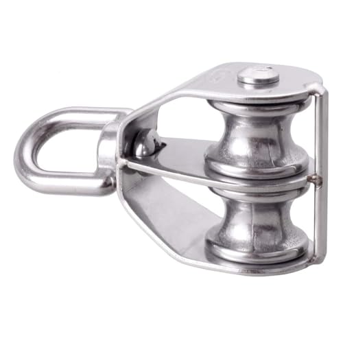 Rocaris 4 Pack M25 Double Pulley Block Stainless Steel 304 Wire Rope Crane Double Wheel Swivel Lifting Rope Pulley Block - Image 5