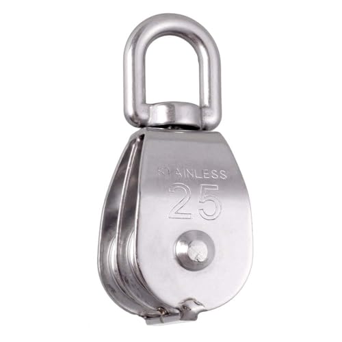 Rocaris 4 Pack M25 Double Pulley Block Stainless Steel 304 Wire Rope Crane Double Wheel Swivel Lifting Rope Pulley Block - Image 3