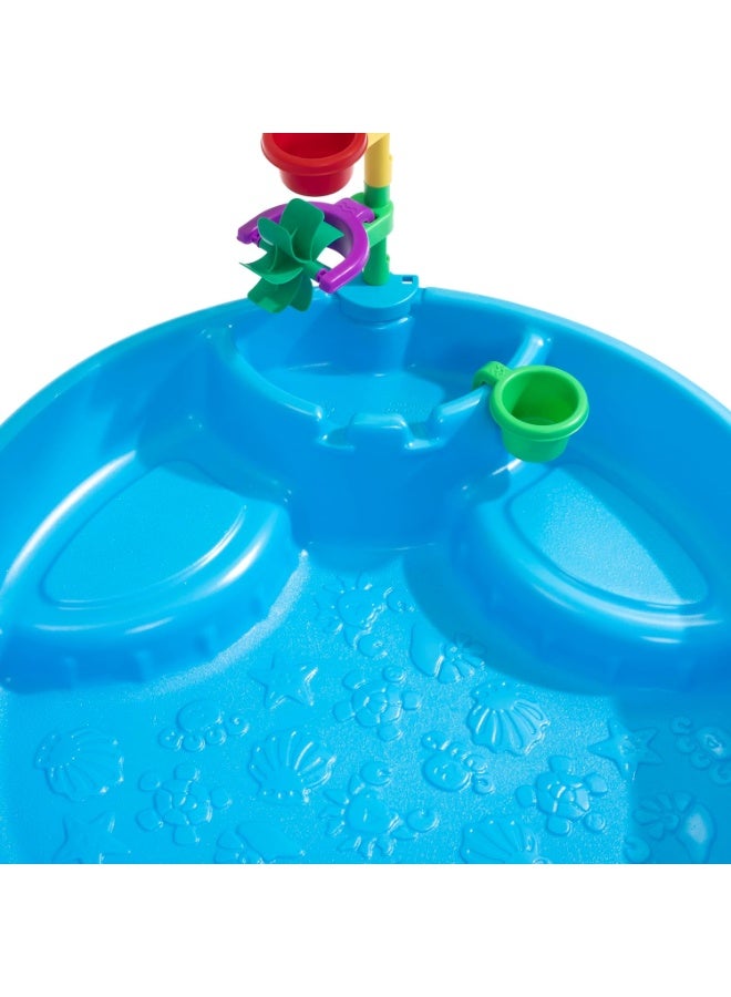Step2 Play & Shade Pool Water Table with Umbrella, Toddler Outdoor Splash Pool with 7-Piece Water Play Set, Blue Yellow & Green - Image 4