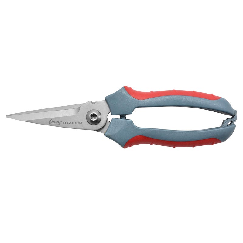 Clauss 8 Titanium Snips with Wire Cutter SpringAssist Serrated Blades Gray 18039