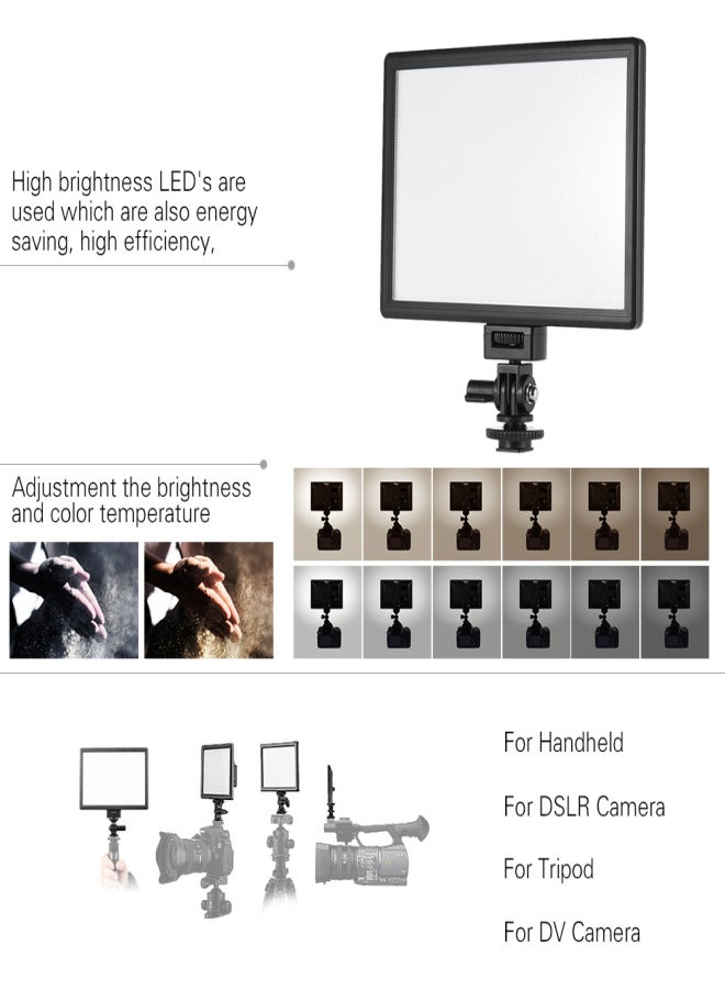 فيلتروكس إضاءة فيديو LED احترافية فائقة النحافة، إضاءة تعبئة للتصوير الفوتوغرافي، سطوع قابل للتعديل ودرجة حرارة لون مزدوجة. أقصى سطوع 987 لومن، 3300-5600 كلفن، مؤشر تجسيد اللون 95+، متوافقة مع كاميرات DSLR من كانون ونيكون وسوني وباناسونيك. - Image 2