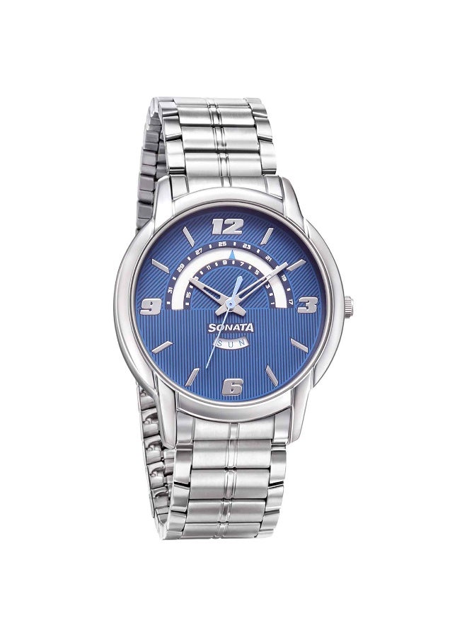 سوناتا Sonata RPM Quartz Analog with Day and Date Blue Dial Metal Strap Watch for Men - Image 1