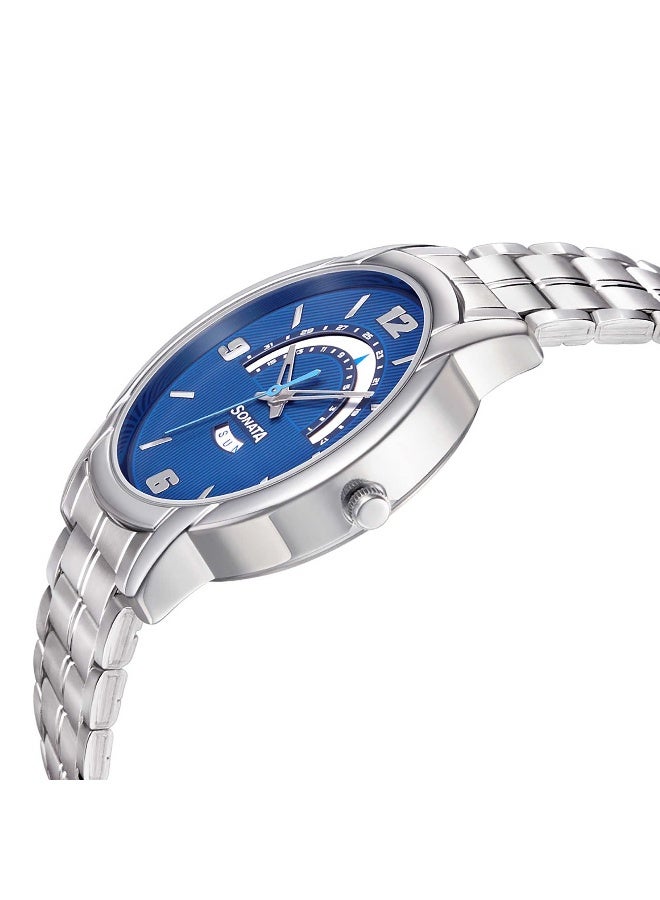 سوناتا Sonata RPM Quartz Analog with Day and Date Blue Dial Metal Strap Watch for Men - Image 3