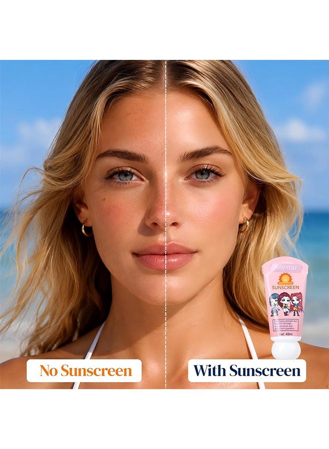 Julystar Sunscreen, SPF90+, Broad Spectrum UVA/UVB Protection, Anti-Aging, Moisturizing, Suitable for Face and Body, 45ml for Daily & Outdoor Use - Image 4