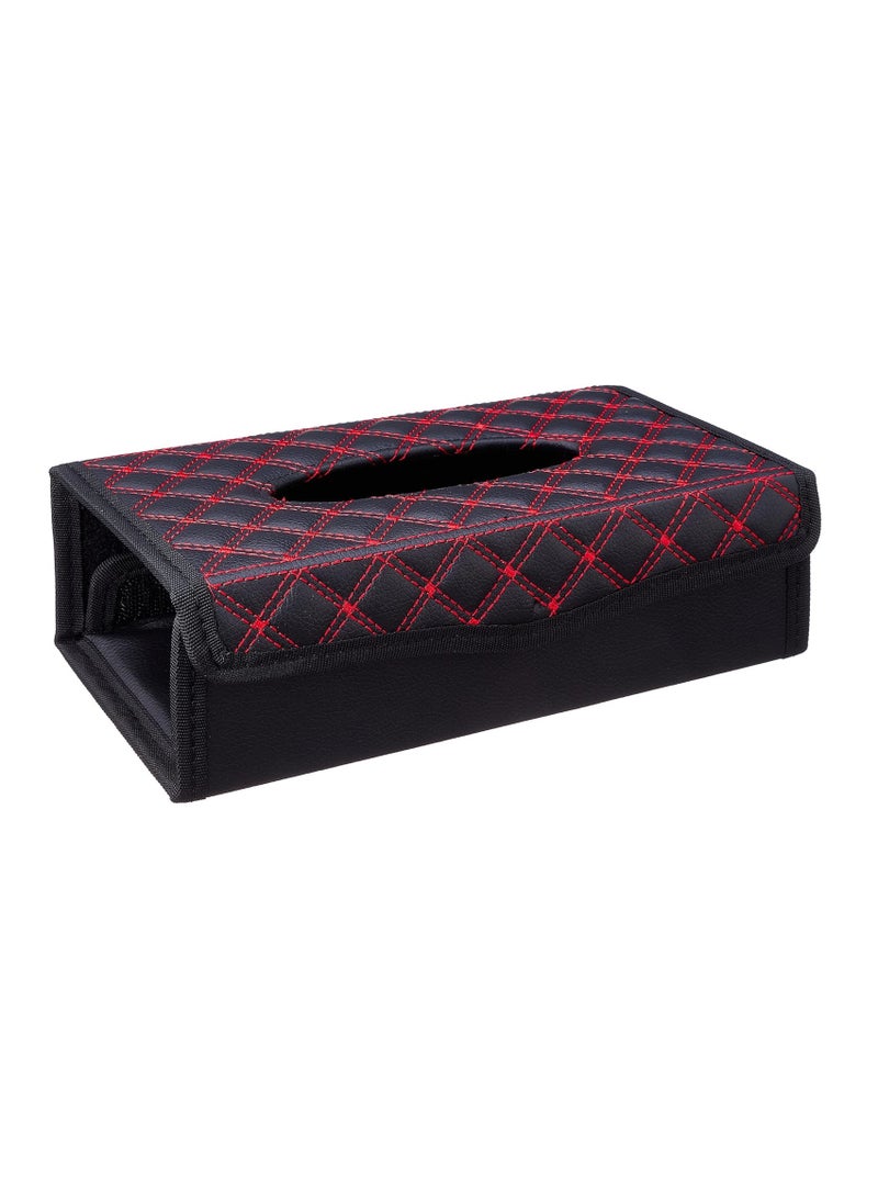 Generic - Leather tissue case-black with red stripes for the office, kitchen and also for the car is practical and easy to use - from Rana store - Image 1