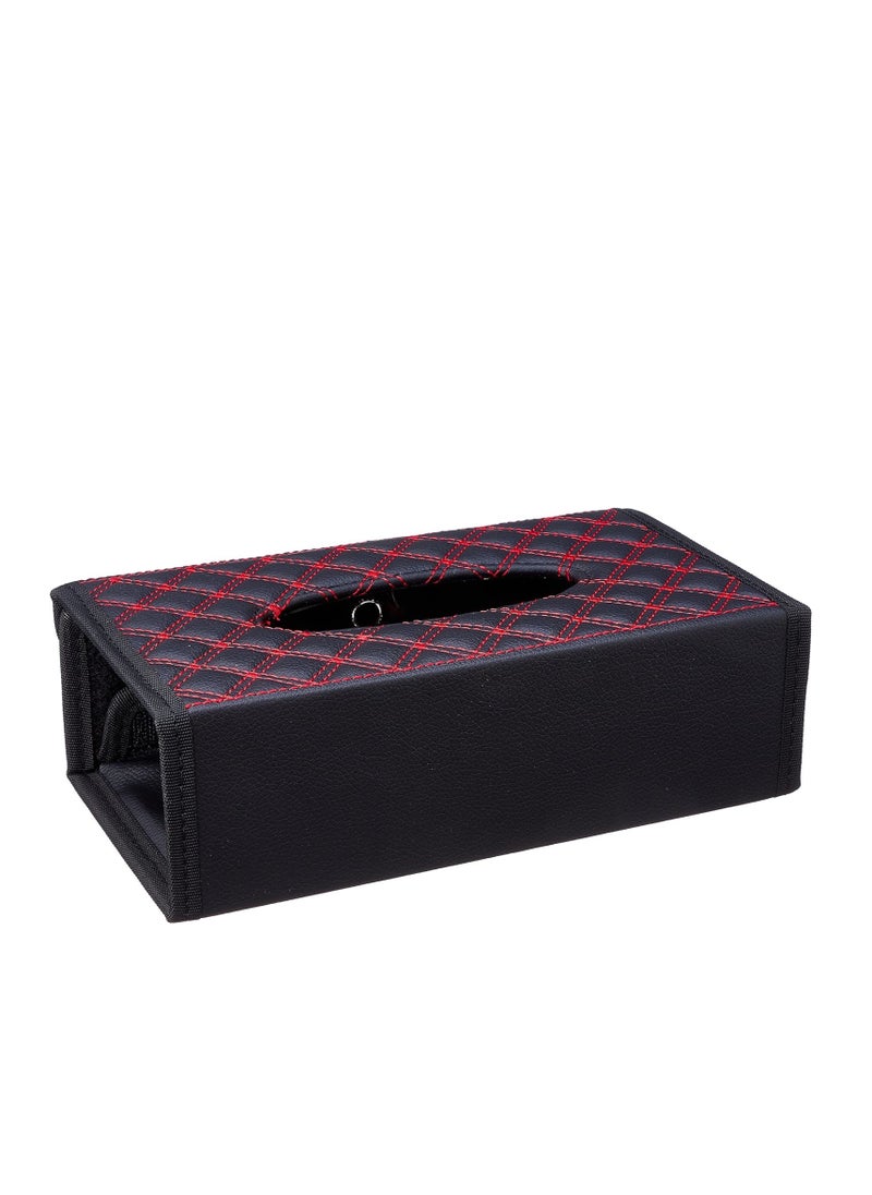 Generic - Leather tissue case-black with red stripes for the office, kitchen and also for the car is practical and easy to use - from Rana store - Image 1