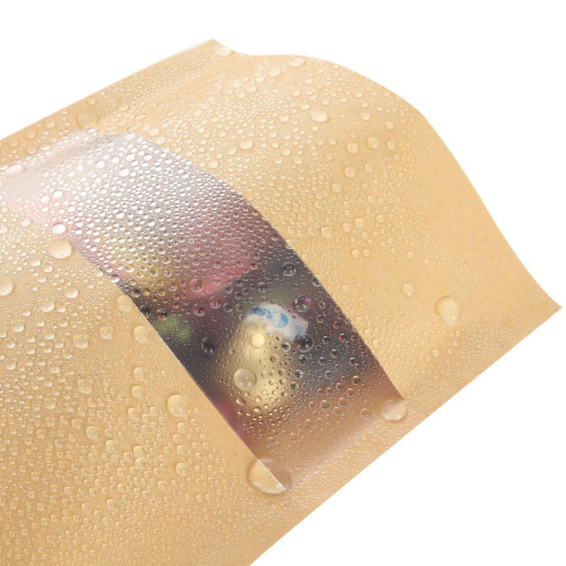 Ziqi Ziqi 200pcs Kraft Ziplock Bag 5.9 x 8.7 Inch Reusable Kraft Pouch with Tear Notch and Matte Window for Food Storage  Stand Up Heat sealable Zipper Bags for Home or Business  - Image 4