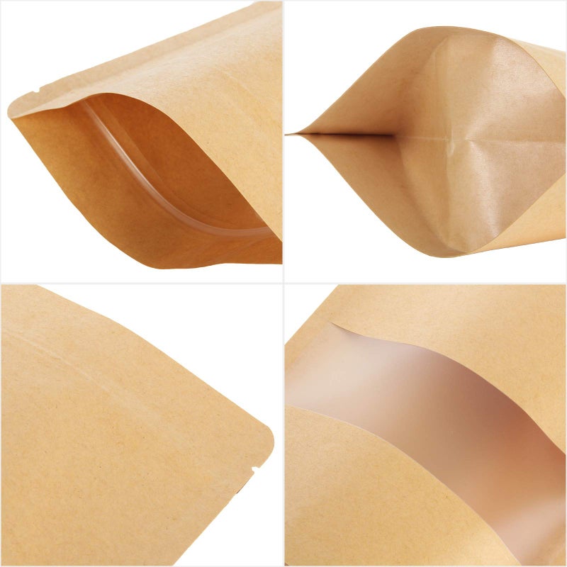 Ziqi Ziqi 200pcs Kraft Ziplock Bag 5.9 x 8.7 Inch Reusable Kraft Pouch with Tear Notch and Matte Window for Food Storage  Stand Up Heat sealable Zipper Bags for Home or Business  - Image 3