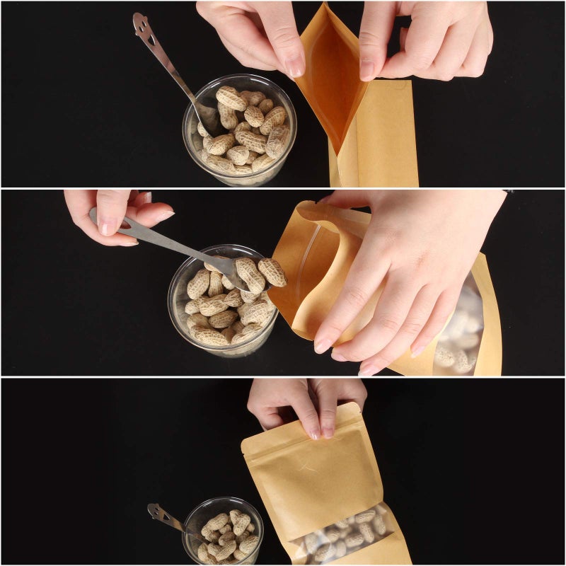 Ziqi Ziqi 200pcs Kraft Ziplock Bag 5.9 x 8.7 Inch Reusable Kraft Pouch with Tear Notch and Matte Window for Food Storage  Stand Up Heat sealable Zipper Bags for Home or Business  - Image 5