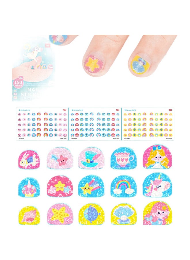 Toi Children'S Nail Stickers, Waterproof, Cartoon Design For Girls, Manicure, Birthday Gift, For Ages 3-6, Small Size, Fantasy World - Image 1