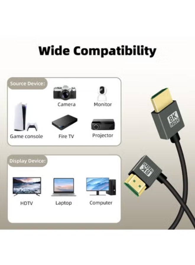 90 Degree 8K Short HDMI Coiled Cable,Down Angle 48Gbps High Speed Male to Male HDMI 2.1 Support HDR,8K@60Hz,4K@120Hz,Compatible with Camcorders,Monitors - Image 5