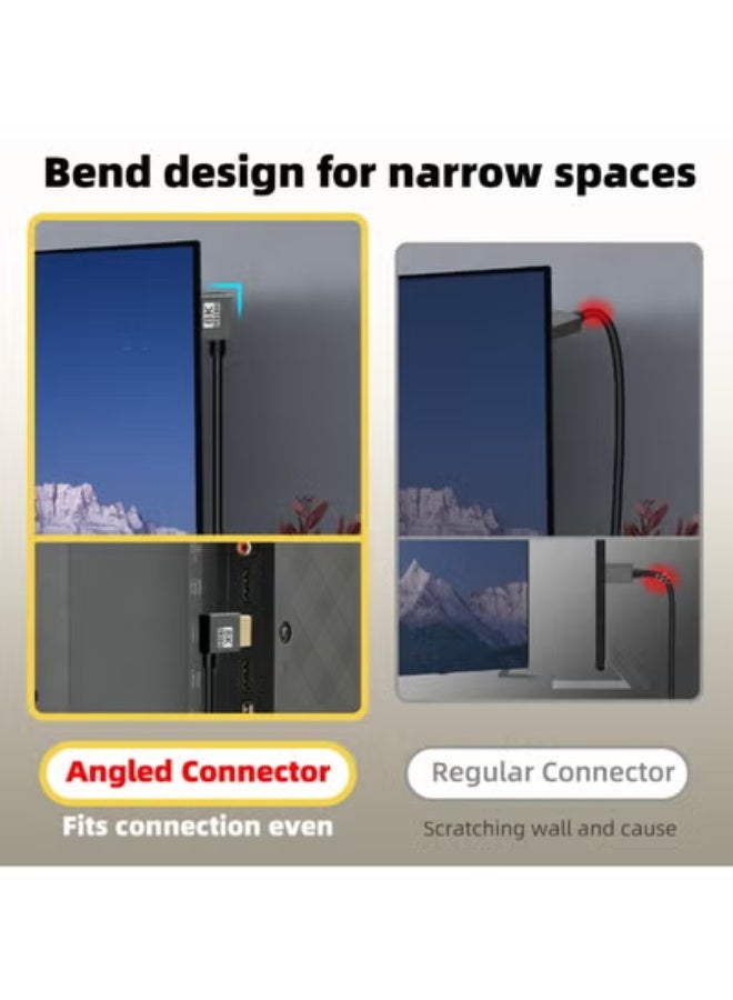 90 Degree 8K Short HDMI Coiled Cable,Down Angle 48Gbps High Speed Male to Male HDMI 2.1 Support HDR,8K@60Hz,4K@120Hz,Compatible with Camcorders,Monitors - Image 2