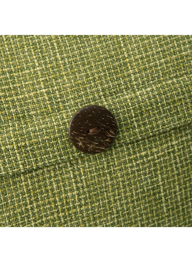 MIULEE Set of 2 Decorative Linen Pillow Covers Farmhouse Vintage with Triple Button Accent Pillows for Couch Sofa Bed Living Room Home Decor 18x18 Inch Green - Image 3