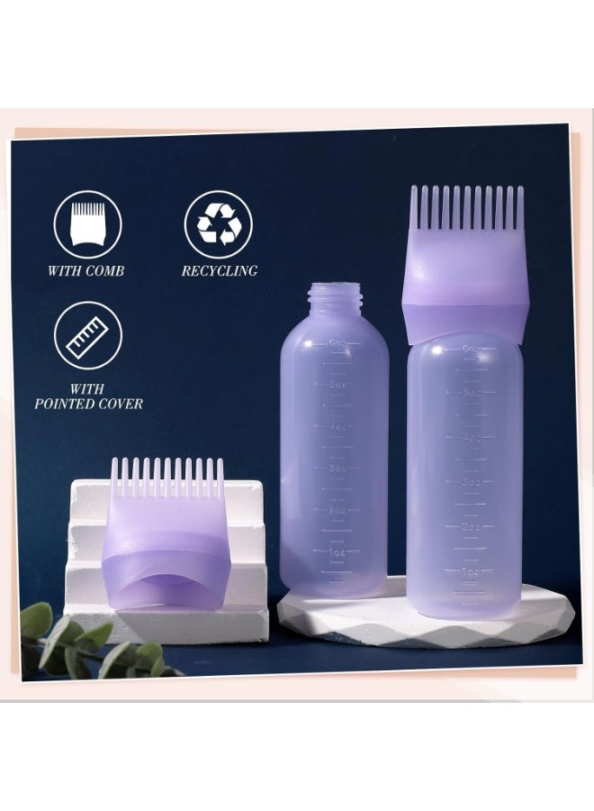 Applicator Bottle 6 OZ, Hair Oil Applicator Bottles for Scalp with Massage Comb, 2 Pack Hair Dye Applicator with Graduated Scale - Image 3