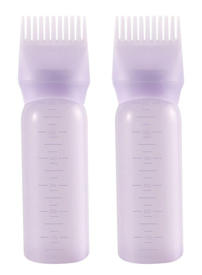 Applicator Bottle 6 OZ, Hair Oil Applicator Bottles for Scalp with Massage Comb, 2 Pack Hair Dye Applicator with Graduated Scale - Image 1