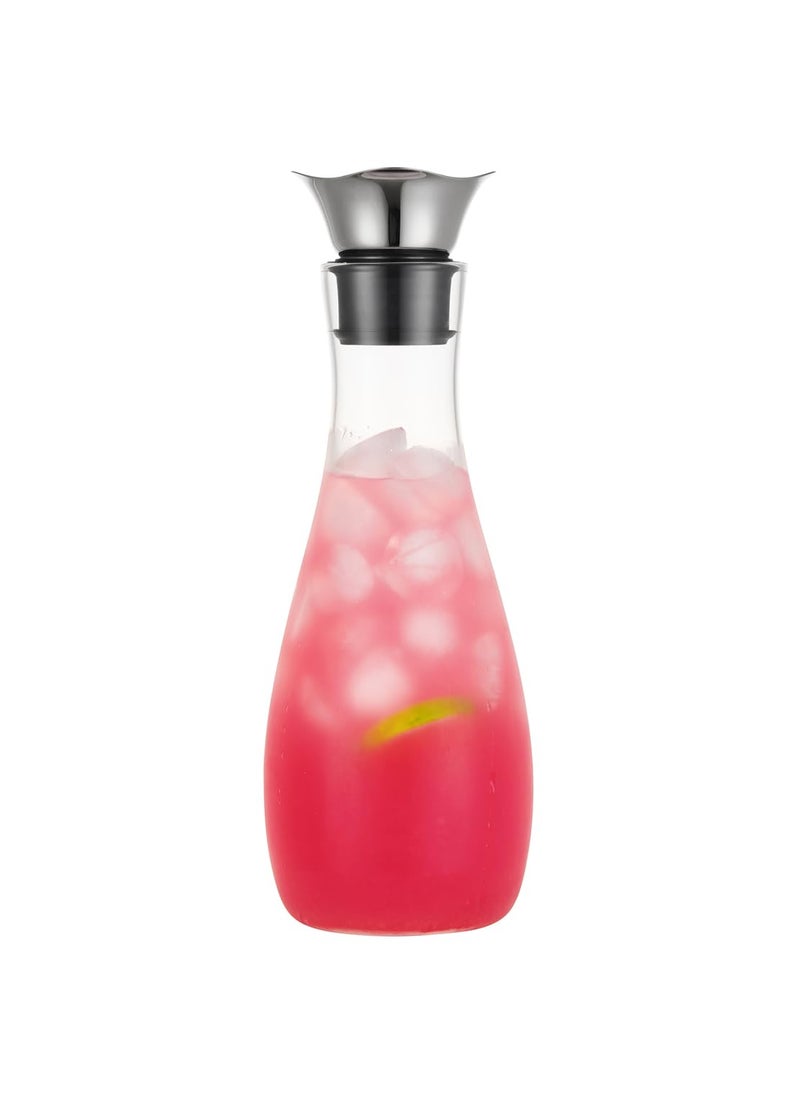 Purefold Purefold 40 Ounce Glass Pitcher with Flower Shaped Stainless Steel Lid Hot and Cold Water Carafe Tea Coffee Maker Ice Tea Carafe Juice Jar Wine Decanter 