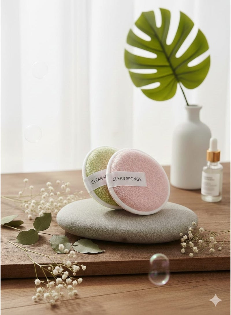باد إزالة المكياج قابل لإعادة الاستخدام بالماء فقط – إسفنجة تنظيف الوجه العميق وإزالة المكياج المقاوم للماء – لطيفة على البشرة وقابلة للغسل (قطعتين) - Image 1