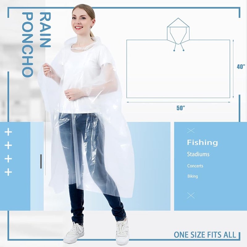 SWOGAA Disposable Rain Ponchos for Kids 6 Pack/Adults 10 and 6 Pack/Ponchos Family 6 Pack Extra Thicker Emergency Ponchos - Image 2