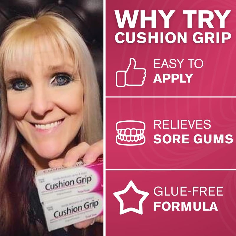 Cushion Grip Thermoplastic Denture Adhesive, 0.35 oz Travel Size (Pack of 2) â€“ Refits and Tightens Loose Dentures for Up to 4 Days | Non-Glue, Zinc-Free, Waterproof Formula, Acts Like a Soft Reliner - Image 4