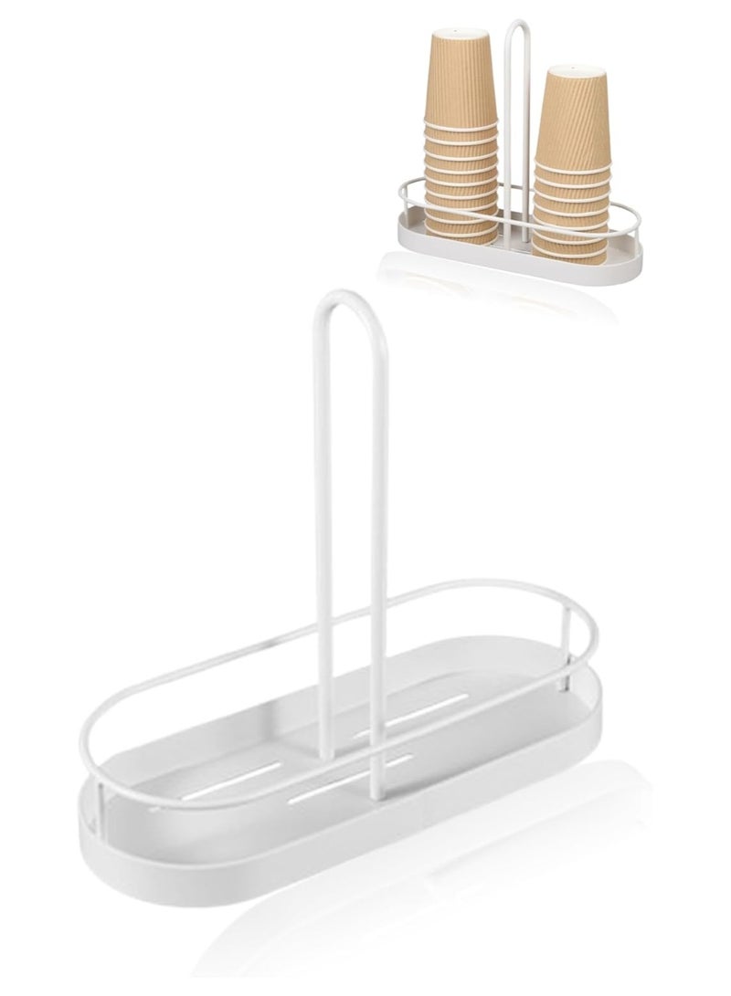 NANAO Coffee Bar Organizer - Elegant White Caddy for Condiments & Accessories, Storage for Cups, Napkins, Coffee Bags  - Image 1
