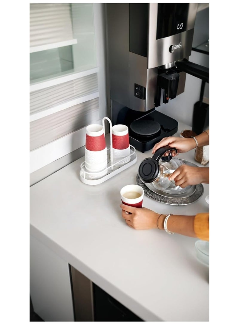 NANAO Coffee Bar Organizer - Elegant White Caddy for Condiments & Accessories, Storage for Cups, Napkins, Coffee Bags  - Image 5