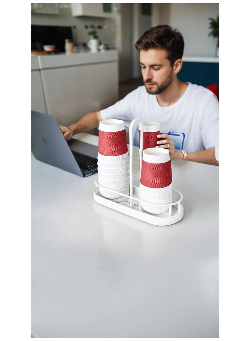 NANAO Coffee Bar Organizer - Elegant White Caddy for Condiments & Accessories, Storage for Cups, Napkins, Coffee Bags  - Image 3