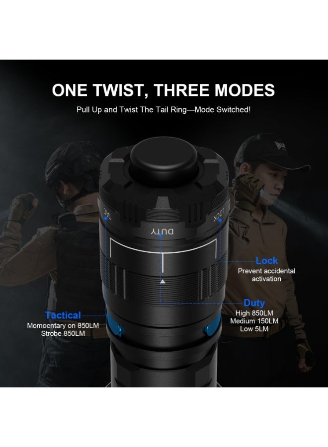 WUBEN T4 Tactical Flashlight Rechargeable, EDC Flashlight 850 High Lumen, 1315ft Long Throw Torch, IP68 Waterproof Camping Flashlight for Home, Inspection, Work - Image 2