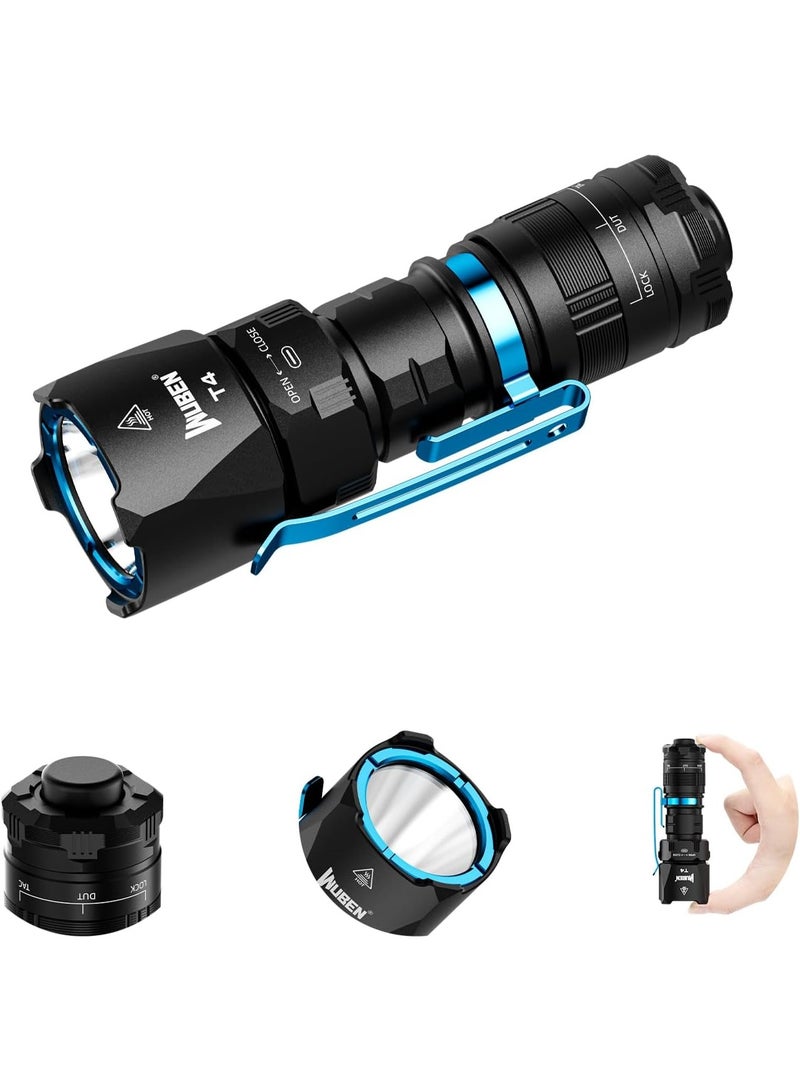 WUBEN T4 Tactical Flashlight Rechargeable, EDC Flashlight 850 High Lumen, 1315ft Long Throw Torch, IP68 Waterproof Camping Flashlight for Home, Inspection, Work - Image 1