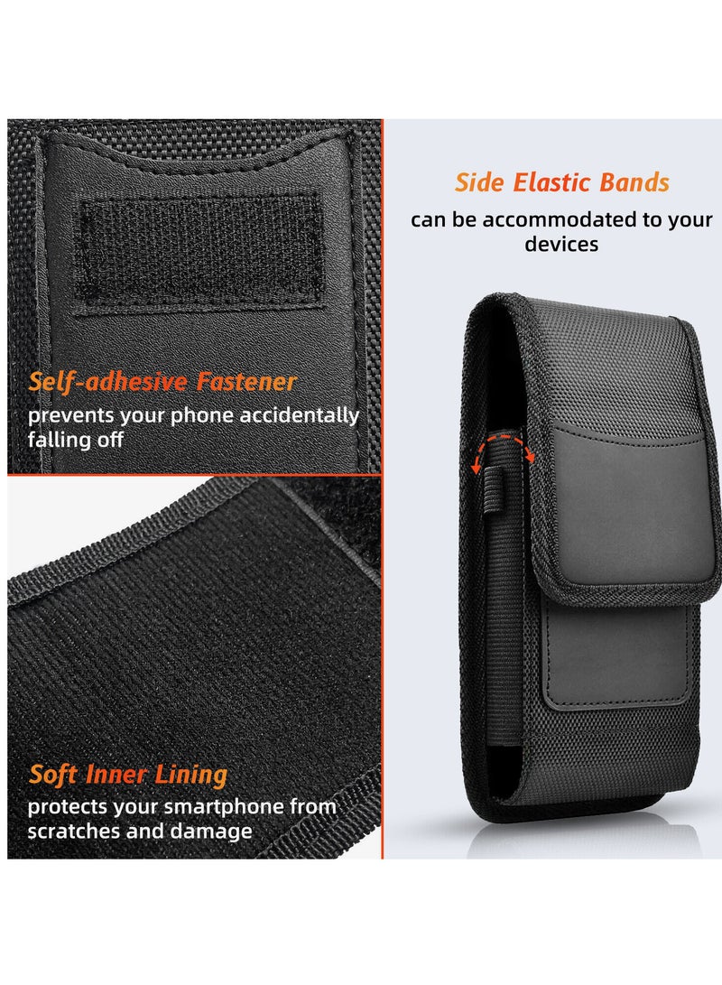 ELLAGECASE حافظة عمودية عالمية (حجم XXL) - جودة ممتازة، أنيقة ومريحة، ملائمة مدمجة ولكن فسيحة، إغلاق مريح، فتحة بطاقة مع حماية رقمية - Image 2