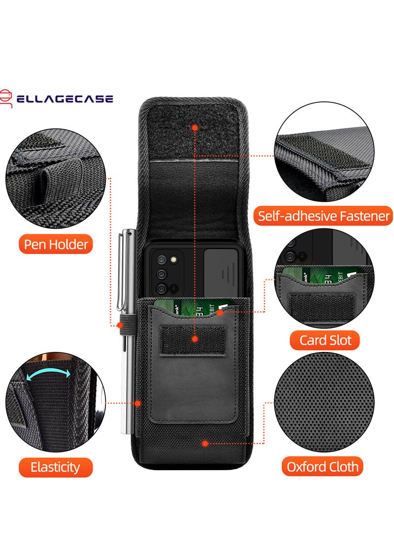 ELLAGECASE حافظة عمودية عالمية (حجم XXL) - جودة ممتازة، أنيقة ومريحة، ملائمة مدمجة ولكن فسيحة، إغلاق مريح، فتحة بطاقة مع حماية رقمية - Image 5