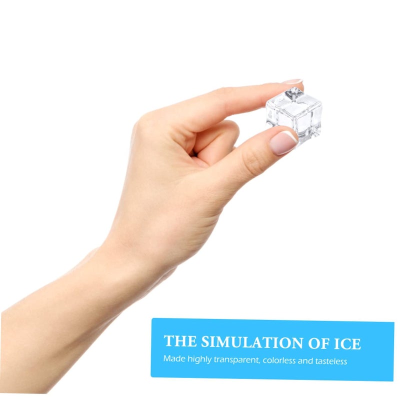 100 Acrylic Artificial Ice Cubes Square Fake Ice Props Reusable Realistic Party Decor - Image 3