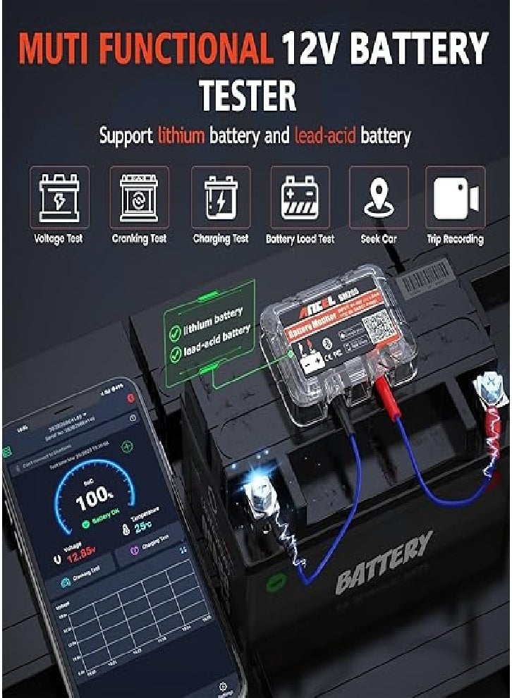 Ancel ANCEL BM200-US Car Battery Tester - 12V Bluetooth Automatic Battery with Crank Charge Tester, Voltage History Recorder, for Cars/RVs/Motorcycles/Trucks/Boats  - Image 3