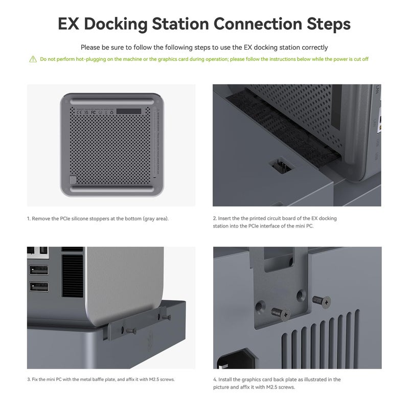 Beelink EX Docking Station, GPU Dock External Graphics Card with PCIe x 16 Slot, Compatible with Beelink GTi12/14 185H, Support Desktop Discrete Graphics Card/SSD/Wi-Fi Module/External Antennas - Image 5