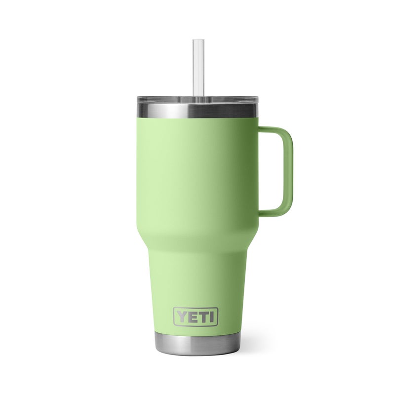 YETI Rambler 35 oz Tumbler with Handle and Straw Lid, Travel Mug Water Tumbler, Vacuum Insulated Cup with Handle, Stainless Steel, Key Lime - Image 1