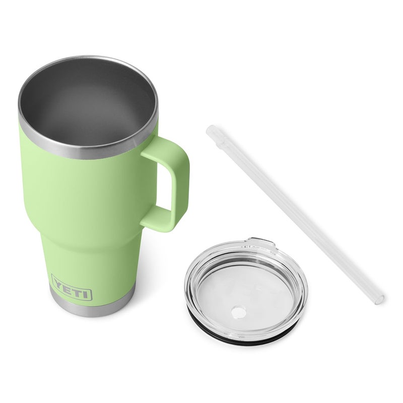 YETI Rambler 35 oz Tumbler with Handle and Straw Lid, Travel Mug Water Tumbler, Vacuum Insulated Cup with Handle, Stainless Steel, Key Lime - Image 4