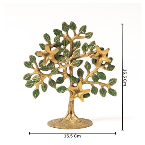 The Artage Brass Decorative Kalpavriksha Tree Gifts for Housewarming, Tree of Life, Feng Shui Gifts Artifacts for Home Decoration Showpiece Tabletop Decor Good for Vastu (Green) - Image 3