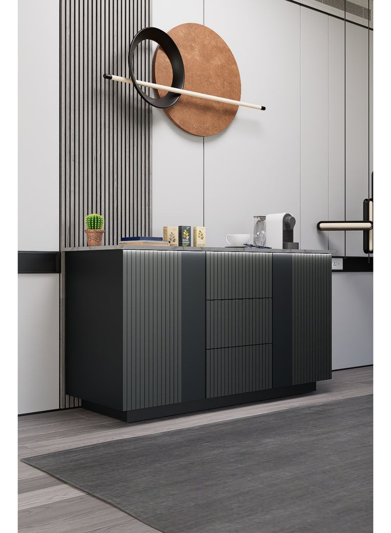 كوفي وورلد ركن قهوة باللون أسود، صناعة وطنية عصرية بإضاءة جذابة. - Image 2