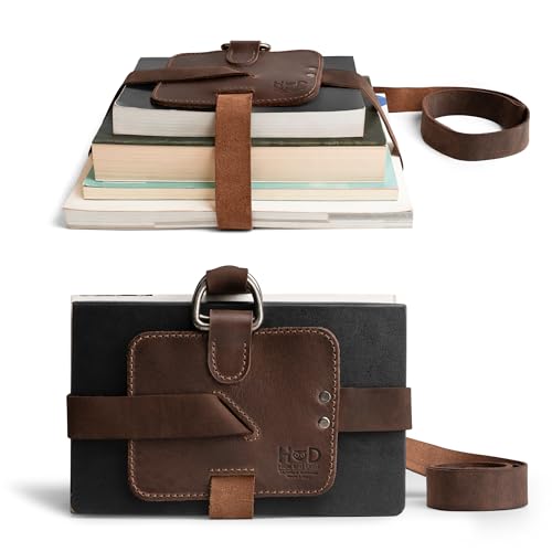 Hide & Drink, Adjustable Book Strap Carrier, Shoulder Carry Reader Essentials, Safe Rustic Holder, Full Grain Leather, Handmade Accessory, Bourbon Brown - Image 1