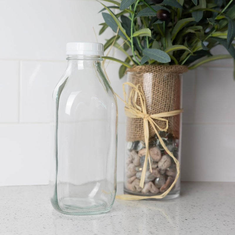 Fox Run Glass Classic Milk Bottle With Lid, 32 oz or 1 Quart Capacity - Image 1