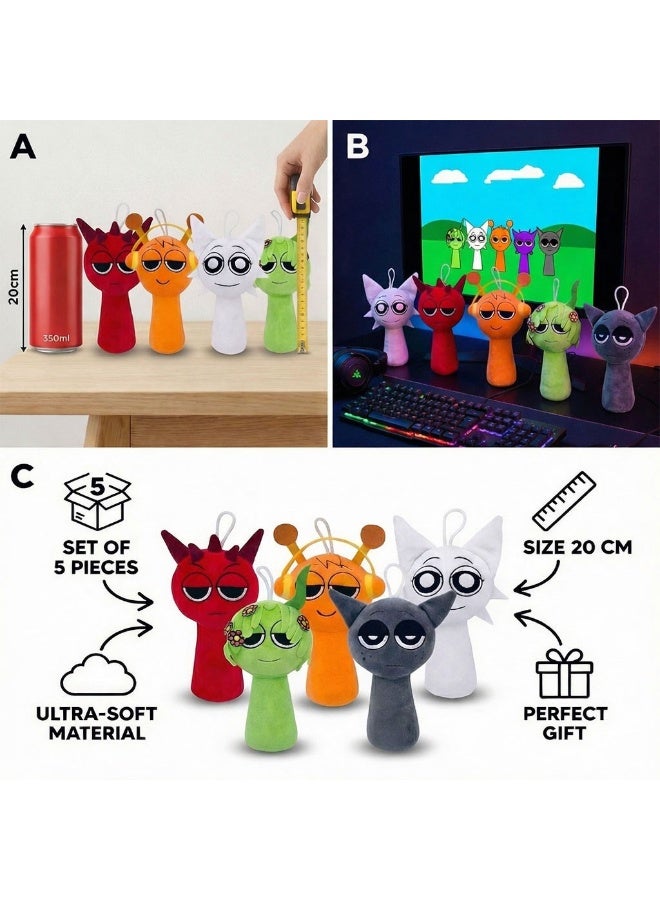 5PCS Sprunki Plush Toys, Sprunky Wenda & Gray Plushies Pillow Stuffed Animal Figure Dolls for Game Fans Gifts for Kids - Image 3