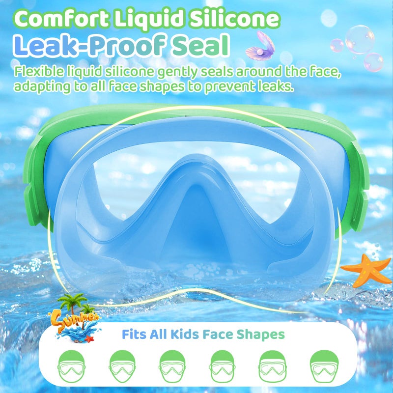 Vvinca Kids Swim Goggles with Nose Cover, Snorkel Diving Mask Fabric Strap Anti Fog Anti Shattered Lens Goggles for Kids 3-15 - Image 5