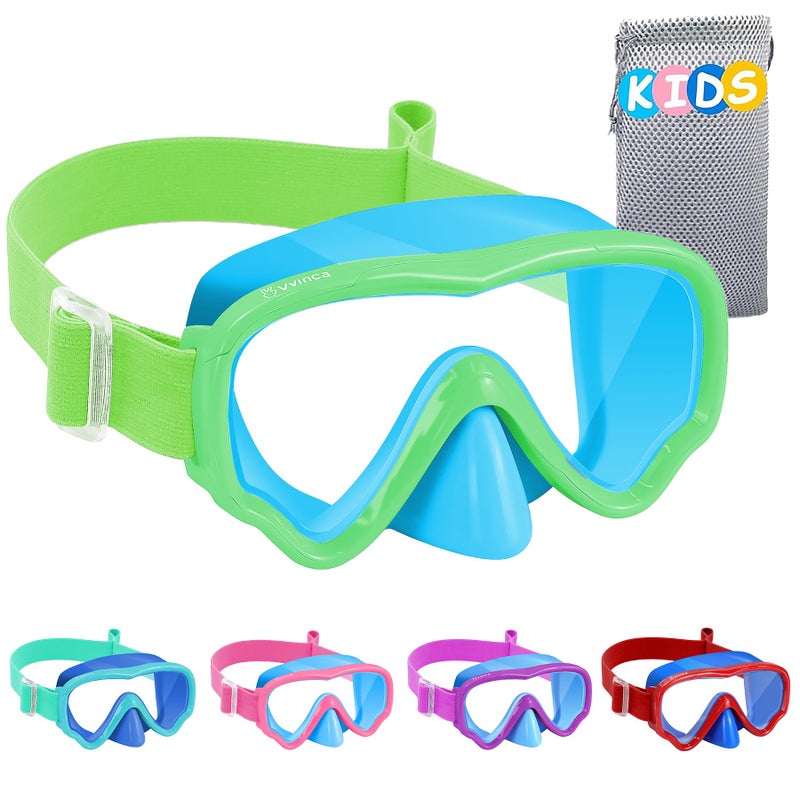 Vvinca Kids Swim Goggles with Nose Cover, Snorkel Diving Mask Fabric Strap Anti Fog Anti Shattered Lens Goggles for Kids 3-15 - Image 1