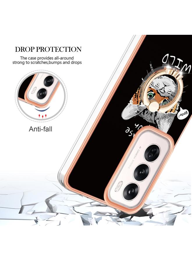 S-TOP Case For OPPO Reno12 Global Electroplating Dual-side IMD Phone Case with Ring Holder - Image 4